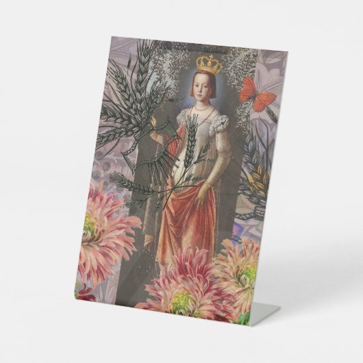 《星座》乙女座ウーマンポートレートアンティークカラフルリッチ 台座サイン (正面)