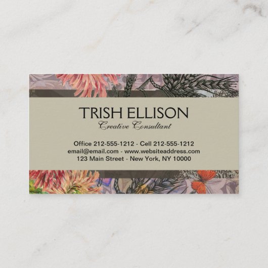 《星座》乙女座ウーマンポートレートアンティークカラフルリッチ 名刺 (裏面)