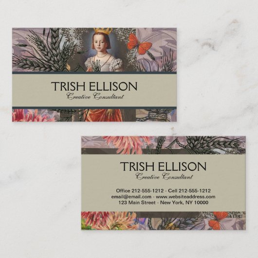 《星座》乙女座ウーマンポートレートアンティークカラフルリッチ 名刺 (正面/裏面)