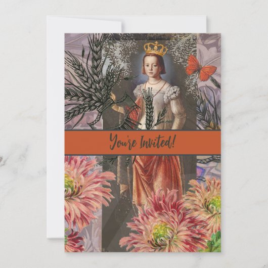 《星座》乙女座ウーマンポートレートアンティークカラフルリッチ 招待状 (正面)