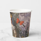 《星座》乙女座ウーマンポートレートアンティークカラフルリッチ 紙コップ (裏面)