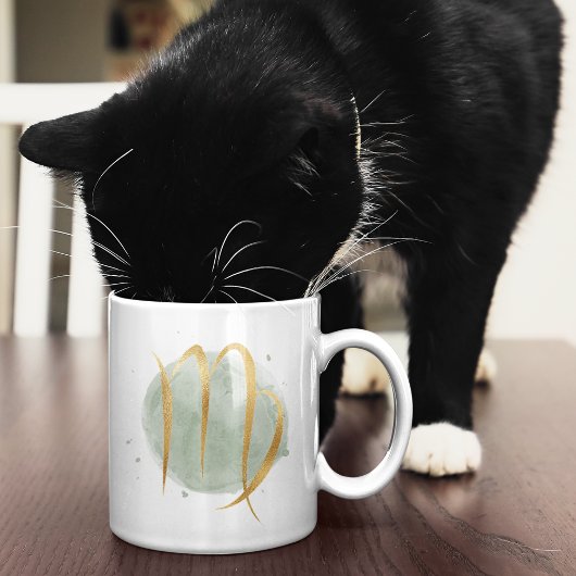 《星座》乙女座カスタマイズ可能な水色〔占星術の〕十二宮図デザインコーヒー コーヒーマグカップ