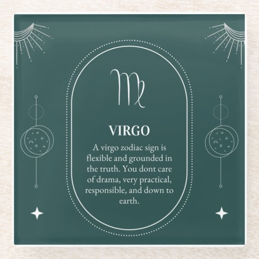 《星座》乙女座カスタマイズ名12シンボルや象徴の〔占星術の〕十二宮図 ガラスコースター (正面)