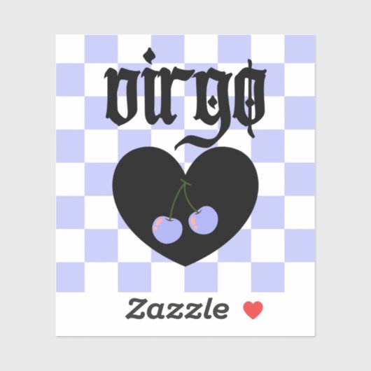 《星座》乙女座ゴシック市松模様にさくらんぼ シール (シート)