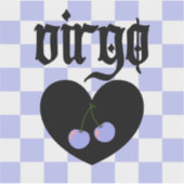 《星座》乙女座ゴシック市松模様にさくらんぼ シール (正面)