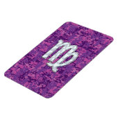 《星座》乙女座サインオンピンク明るい赤紫色デジタルカモフラージュ マグネット (左側)