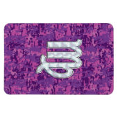 《星座》乙女座サインオンピンク明るい赤紫色デジタルカモフラージュ マグネット (横)