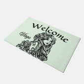 《星座》乙女座ザヴァージン〔占星術の〕十二宮図グリーン ドアマット (アングル)