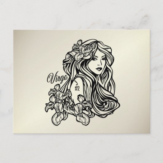 《星座》乙女座ザヴァージン〔占星術の〕十二宮図ゴールデン ポストカード (正面)
