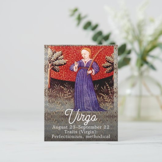 《星座》乙女座ザヴァージン〔占星術の〕十二宮図サインバースデーパーティー ポストカード (スタンド正面)