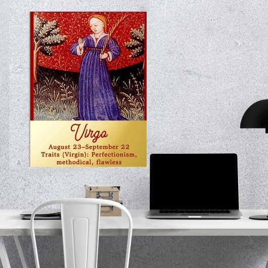 《星座》乙女座ザヴァージン〔占星術の〕十二宮図サインバースデーパーティー 箔ポスター