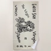 《星座》乙女座ザヴァージン〔占星術の〕十二宮図パーソナル金ゴールド ビーチタオル (正面)