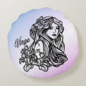 《星座》乙女座ザヴァージン〔占星術の〕十二宮図パープル ラウンドクッション (裏面)