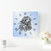 《星座》乙女座ザヴァージン〔占星術の〕十二宮図ブルーローマ数字 スクエア壁時計 (ホーム)