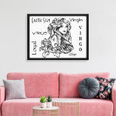 《星座》乙女座ザヴァージン〔占星術の〕十二宮図枠 キャンバスプリント (インサイチュ (リビング))