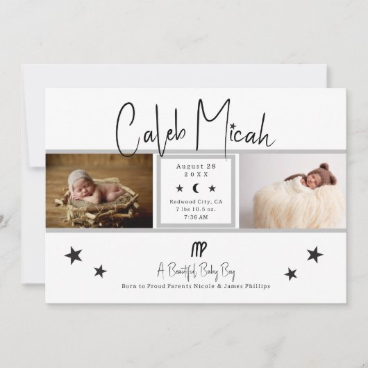 《星座》乙女座スター写真ベビー誕生発表 招待状 (正面)