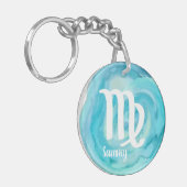 《星座》乙女座パーソナライズされた水彩〔占星術の〕十二宮図標識 キーホルダー (正面左)