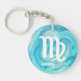 《星座》乙女座パーソナライズされた水彩〔占星術の〕十二宮図標識 キーホルダー