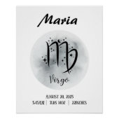 《星座》乙女座パーソナライズされた〔占星術の〕十二宮図名前をカスタムする ポスター (正面)