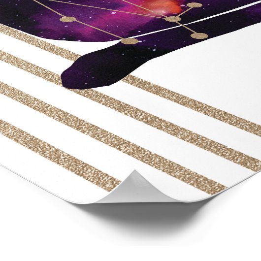 《星座》乙女座パープル金ゴールドフェミニン〔占星術の〕十二宮図デザイン ポスター (角)