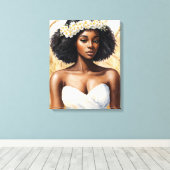 《星座》乙女座ブラックウーマンウォーター色〔占星術の〕十二宮図ポートレート キャンバスプリント (インサイチュ (ウッドフロア))