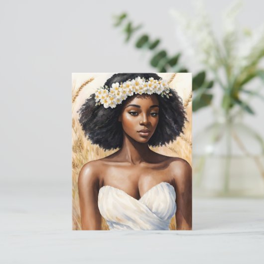 《星座》乙女座ブラックウーマンウォーター色〔占星術の〕十二宮図ポートレート ポストカード (スタンド正面)