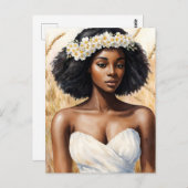 《星座》乙女座ブラックウーマンウォーター色〔占星術の〕十二宮図ポートレート ポストカード (正面/裏面)