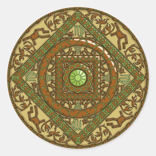 《星座》乙女座マンダラステッカー ラウンドシール (正面)