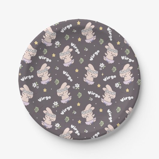 《星座》乙女座ロピトキバニー〔占星術の〕十二宮図シリーズパターンII ペーパープレート (正面)