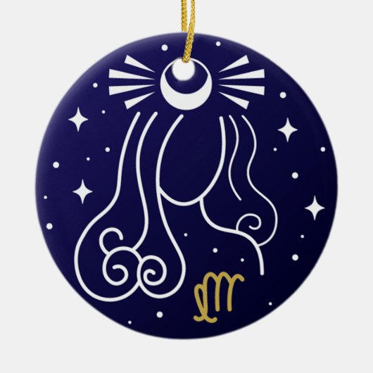 《星座》乙女座ヴァージン〔占星術の〕十二宮図標識 セラミックオーナメント (正面)