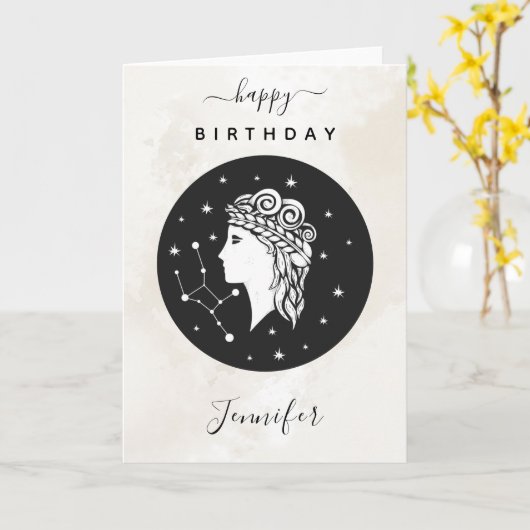 《星座》乙女座占星術〔占星術の〕十二宮図スターサイン占星術大理石 カード (黄色い花)