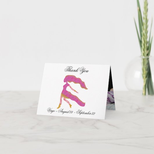 《星座》乙女座印象派絵画のスタイルと金ゴールド サンキューカード (正面)