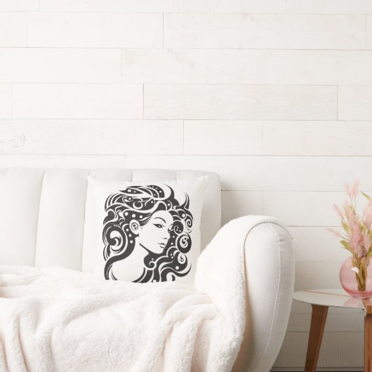 《星座》乙女座女性ポートレート クッション (ソファ)