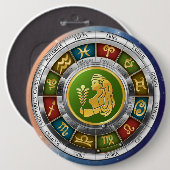 《星座》乙女座威厳がある(23~9月22日)。〔占星術の〕十二宮図シンボルや象徴。ケース 缶バッジ (正面&裏面)