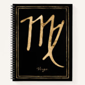 《星座》乙女座打撃スタイル化金ゴールド星占い記号の注記 ノートブック (正面)