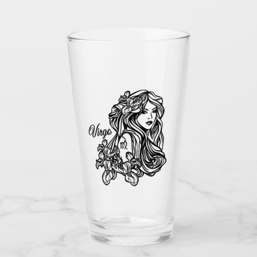 《星座》乙女座新しい(占星術の)十二宮図 タンブラーグラス (正面)