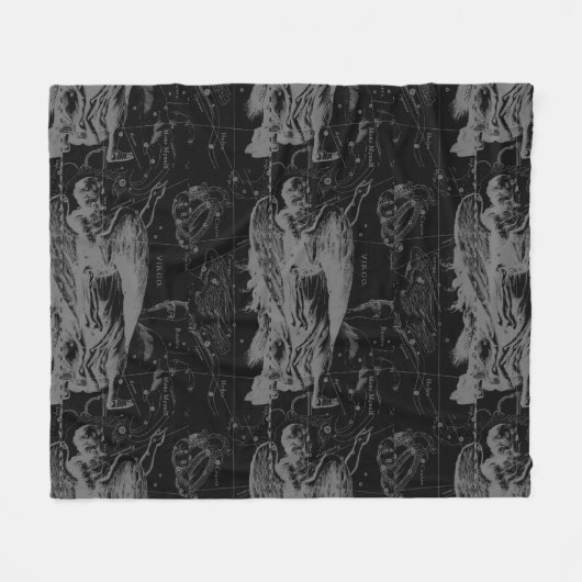 《星座》乙女座星座ヘベリアス1690オンブラック フリースブランケット (正面(横))