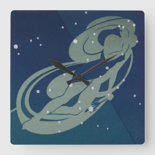 《星座》乙女座星座ヴィンテージ〔占星術の〕十二宮図占星術 スクエア壁時計 (正面)