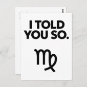 《星座》乙女座：そう言ったでしょおもしろい引用文 ポストカード (正面/裏面)