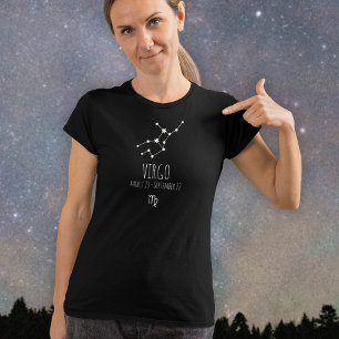 《星座》乙女座 パーソナライズされた〔占星術の〕十二宮図コンステレーションTシャツ Tシャツ