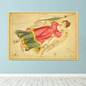 《星座》乙女座-ヴィンテージイメージの〔占星術の〕十二宮図記号 キャンバスプリント (インサイチュ (ウッドフロア))