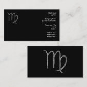 《星座》乙女座。 (占星術の)十二宮図の占星術の印。 黒 名刺 (正面/裏面)