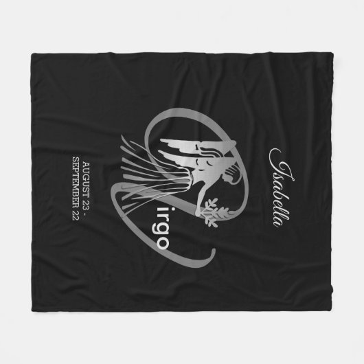 《星座》乙女座- (占星術の)十二宮図の印 フリースブランケット (正面(横))