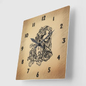 《星座》乙女座〔占星術の〕十二宮図アンティークルックと黒い数字 スクエア壁時計 (傾斜)