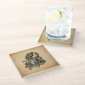 《星座》乙女座〔占星術の〕十二宮図アンティークルック ガラスコースター (アングル)