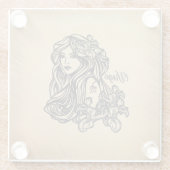 《星座》乙女座〔占星術の〕十二宮図アンティークルック ガラスコースター (裏面)