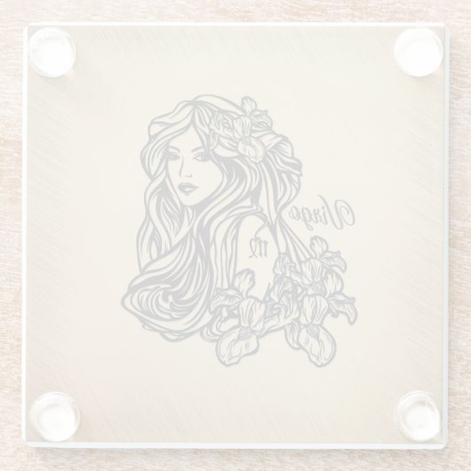 《星座》乙女座〔占星術の〕十二宮図アンティークルック ガラスコースター (裏面)