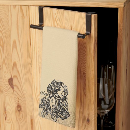 《星座》乙女座〔占星術の〕十二宮図アンティークルック キッチンタオル (三つ折り)