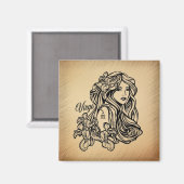 《星座》乙女座〔占星術の〕十二宮図アンティークルック マグネット (正面/裏面)