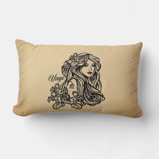 《星座》乙女座〔占星術の〕十二宮図アンティークルック ランバークッション (正面)